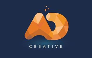 Werbebrief mit Origami-Dreieck-Logo. kreatives gelb-oranges Origami-Design. vektor