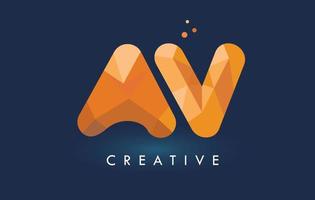 AV-Brief mit Origami-Dreieck-Logo. kreatives gelb-oranges Origami-Design. vektor