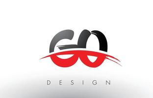 go go brush-logotypbokstäver med röd och svart swoosh-borstefront vektor