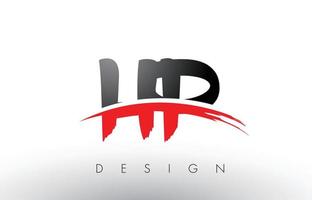 hp hp brush-logotypbokstäver med röd och svart swoosh-borstefront vektor