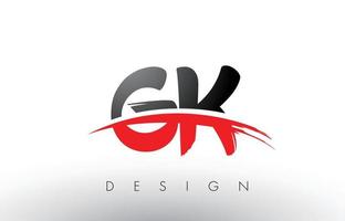 gk gk Brush Logo Buchstaben mit roter und schwarzer Swoosh Brush Front vektor