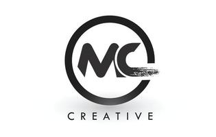 mc brush brev logotyp design. kreativa borstade bokstäver ikonlogotyp. vektor