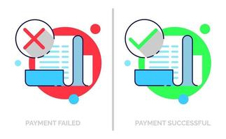 betalning misslyckades och betalning framgångsrik platt designikon, tecken, symbol, illustration vektor eps10. grafiskt element i modern stil för infografik, landningssida, tom tillståndsapp eller webbgränssnitt