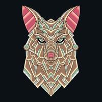 färgglada prydnad doodle art coyote illustration tecknade koncept vektor. lämplig för logotyp, tapeter, banderoll, bakgrund, kort, bokillustration, t-shirtdesign, klistermärke, omslag, etc vektor