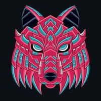 abstrakt färgglad prydnad doodle art wolf illustration tecknad koncept vektor. lämplig för logotyp, tapeter, banderoll, bakgrund, kort, bokillustration, t-shirtdesign, klistermärke, omslag, etc vektor