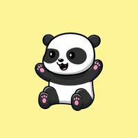 Süßer Panda winken Hand Cartoon Vektor Icon Illustration. Tiersymbol Konzept isoliert Premium-Vektor. flacher Cartoon-Stil