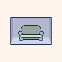 rum soffa tecknad stil ikon illustration vektor