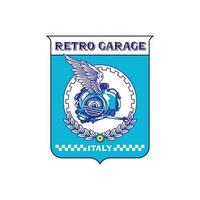 vektor logotyp märke av skoter kolv för anpassade garage motorcykel klubb