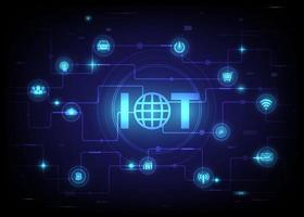 Internet of things koncept och anslutningskoncept på ett nätverk. spindelnät av nätverksanslutningar med på en futuristisk blå background.digital kretskort. vektor