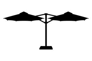 großer Sonnenschirm für Bars und Cafés auf der Terrasse oder der schwarzen Silhouette-Vektorillustration des Strandes vektor