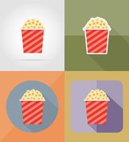 Ikonen-Vektorillustration des Popcornkinos flache vektor