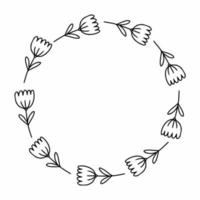 rund fotoram med blommor i doodle stil. vektor