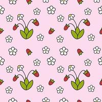 nahtloses Muster mit Erdbeeren. rosa Hintergrund zum Bedrucken von Kinderstoffen, Nähen von Kleidung für Mädchen. gutes Geschenkpapier. vektor