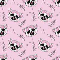 nahtloses Muster mit süßem Lemur. Tapeten zum Bedrucken von Stoffen, Kleidung und Verpackungspapier. rosa Hintergrund für Mädchen. vektor