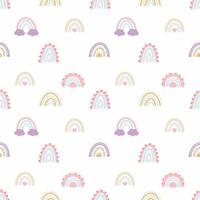nahtloses Muster mit Regenbogen im Doodle-Stil. Set für die Dekoration des Kinderzimmers. Hintergrund zum Nähen von Babykleidung, Drucken auf Stoff und Verpackungspapier. vektor
