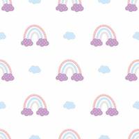 nahtloser Hintergrund mit süßem Regenbogen im Stil der Handzeichnung. Vektor-Doodle-Illustration. Tapete für Kinderzimmer. Babymuster zum Bedrucken von Textilien und Verpackungspapier. vektor