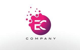 ec letter dots logo design med kreativa trendiga bubblor. vektor