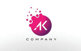 Ak-Buchstaben-Punkte-Logo-Design mit kreativen trendigen Blasen. vektor