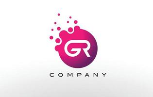 gr Letter Dots Logo-Design mit kreativen trendigen Blasen. vektor