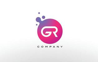 gr Letter Dots Logo-Design mit kreativen trendigen Blasen. vektor