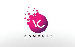 Vc Letter Dots Logo-Design mit kreativen trendigen Blasen. vektor