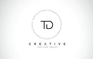 td td-Logo-Design mit schwarz-weißem kreativem Textbuchstabenvektor. vektor