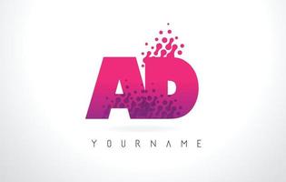 annons annons brev logotyp med rosa lila färg och partiklar prickar design. vektor
