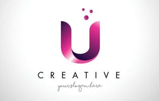 u-Brief-Logo-Design mit lila Farben und Punkten vektor