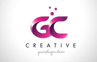 GC-Brief-Logo-Design mit lila Farben und Punkten vektor