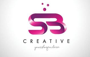 sb brief logo design mit lila farben und punkten vektor