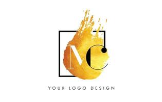 mc brief logo rundes lila spritzpinselkonzept. vektor