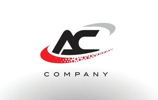 ac modernes Buchstaben-Logo-Design mit rot gepunktetem Swoosh vektor