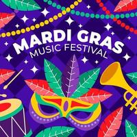 Mardi Gras Musikfestival Plakatkonzept vektor