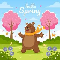 ein Bär, der die Frühlingssaison genießt vektor