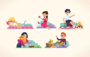 Outdoor-Picknick-Aktivitäten-Charaktere