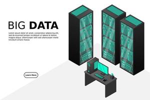 webbhotell och big data-behandling, serverrumsrack vektor