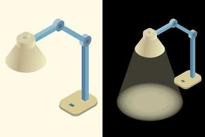 isometrische Abbildung Schreibtischlampe. 3D-Rendering isometrische Illustration Licht emittierende Lampe mit fallendem Licht. vektor