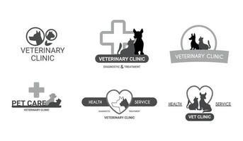 veterinärklinikens logotyp set vektor