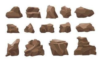 bruna stenar realistisk uppsättning vektor