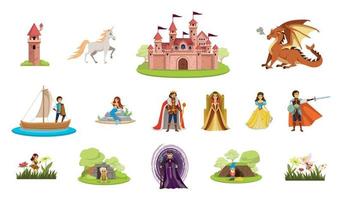Märchenfiguren Cartoon isoliert Icon-Set vektor
