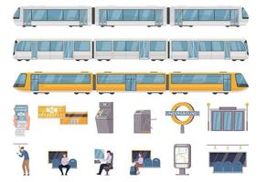 allmän underjordisk transport lägenhet set vektor