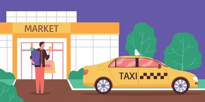 Taxi aus Supermarkt Zusammensetzung vektor