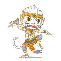 seriefigur av hanuman, kung apa karaktär i thailands rammakiska epos. vektor