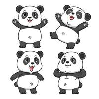 uppsättning av söt tecknad panda i olika poser. vektor