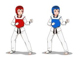seriefigur av taekwondo flicka. vektor
