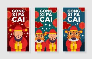 gong xi fa cai grußbanner vorlagensatz vektor