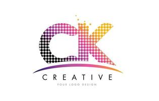 ck ck Brief Logo-Design mit magentafarbenen Punkten und Swoosh vektor