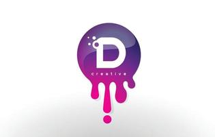 d Brief Splash-Logo. lila Punkte und Blasen Buchstabendesign vektor