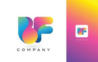 bf-Logo-Brief mit leuchtenden, schönen Farben des Regenbogens. bunter trendiger lila und magentafarbener Buchstabenvektor. vektor