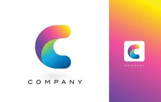 c logotyp bokstav med regnbågens livfulla vackra färger. färgglada trendiga bokstäver lila och magenta logotyp. vektor